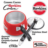 Hawkins Contura 3 Litre Pressure Cooker, Ceramic Coated Handi Cooker, Tomato Red (CTR30)