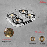 Sunflame Spectra 4B Stainless Steel 4 Burner Gas Stove (Manual Ignition, Silver) - RAJA DIGITAL PLANET