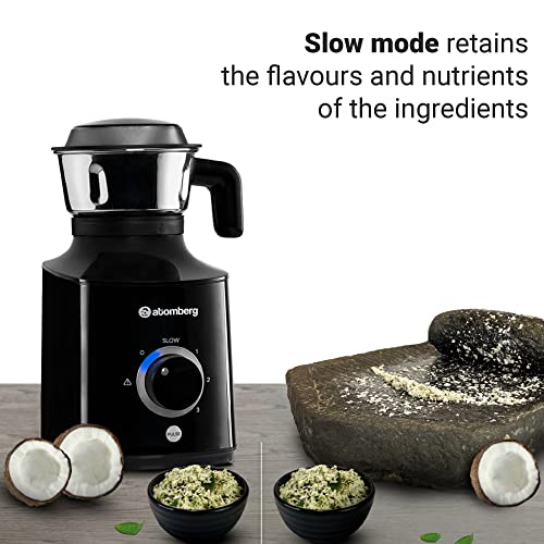 Atomberg MG1 Mixer Grinder with powerful BLDC Motor & Slow Mode, 3 Jars and Chopper (Black)