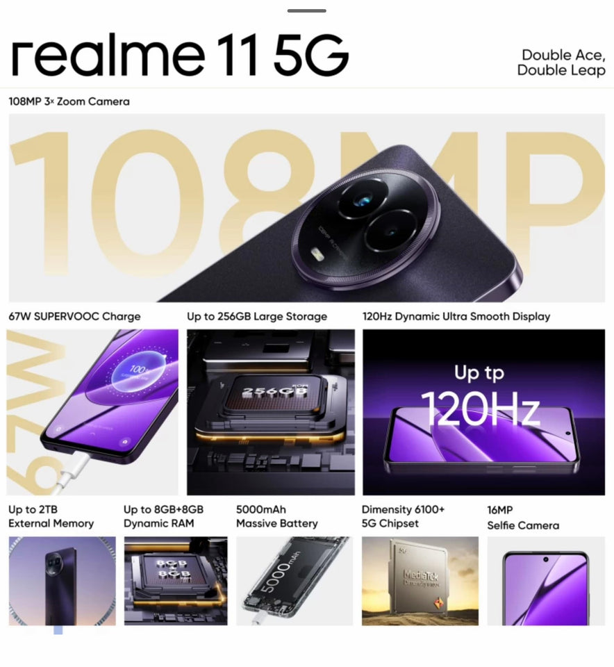 realme 11 5G (Glory Black, 8GB RAM, 256GB Storage)