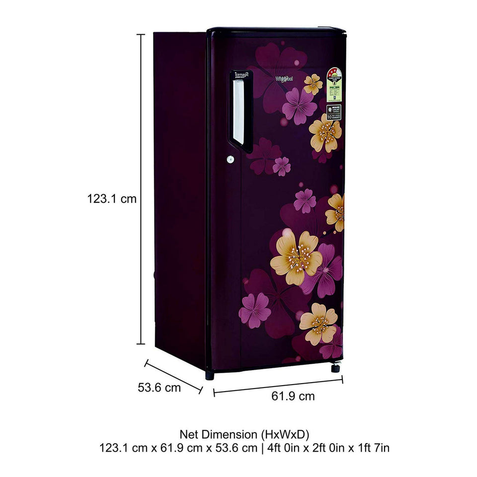 Whirlpool 200 L 3 Star Direct Cool Single Door Refrigerator(215 IMPowerCool PRM 3S, Wine Iris) - RAJA DIGITAL PLANET