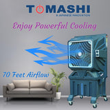 TOMASHI THAR 110 DLX  Room Air Cooler|75L Water Tank|38mm Heat Sink Motor|17 inch Fan Blade|250w Power|Honeycomb Pad|Shockproof Rustproof PPS Body|70 Feet Airflow |Heavy Duty Air Cooler