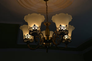 Prop It Up Antique Design Brass 5 Portuguese Style Antique Golden Chandelier With 5 Lamps - RAJA DIGITAL PLANET