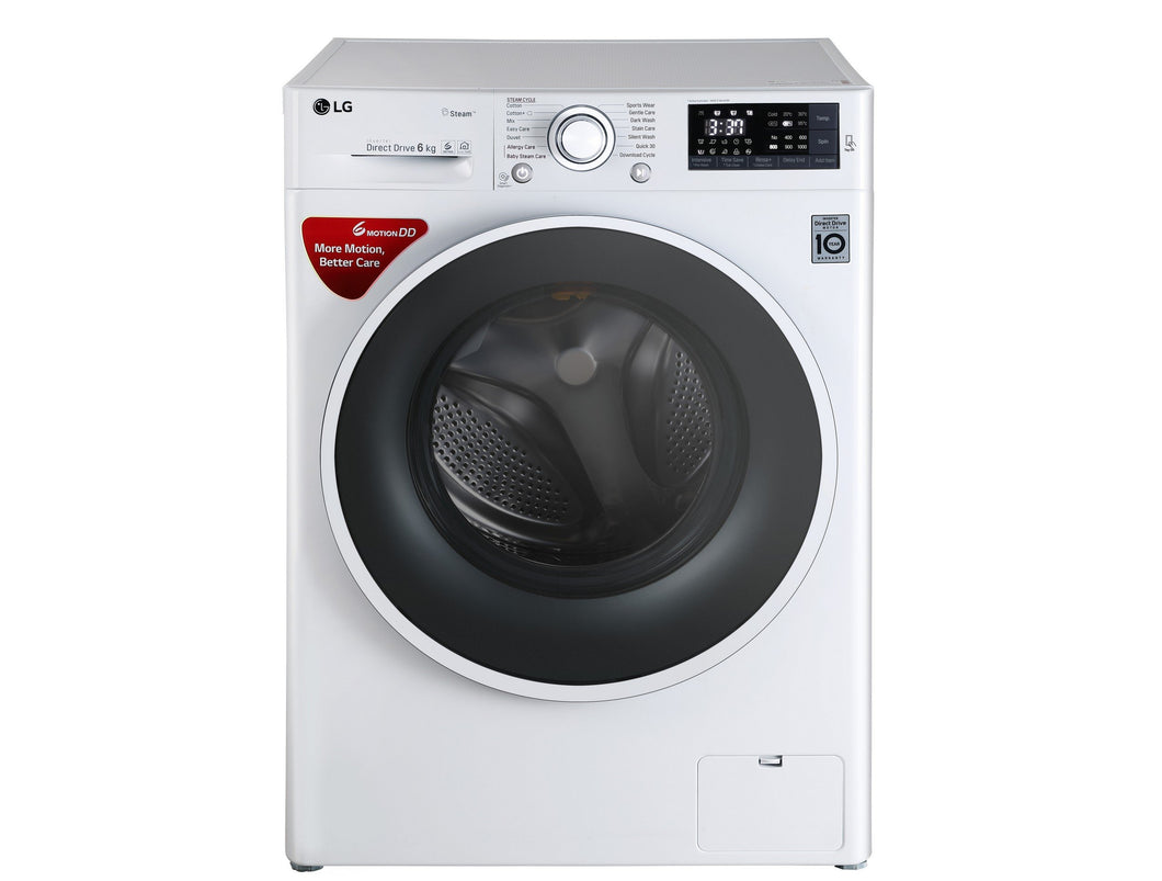 LG 6 kg Fully-Automatic Front Loading Washing Machine (FHT1006SNW.ABWPEIL, White) - RAJA DIGITAL PLANET