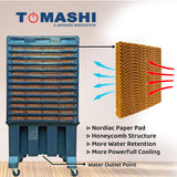 TOMASHI THAR 110 DLX  Room Air Cooler|75L Water Tank|38mm Heat Sink Motor|17 inch Fan Blade|250w Power|Honeycomb Pad|Shockproof Rustproof PPS Body|70 Feet Airflow |Heavy Duty Air Cooler